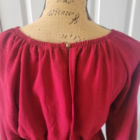 Speechless Womens Red Cut Out Elastic Waist Button Closure Blouson -M - Picture 6 of 9